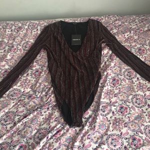 Metallic Striped Bodysuit